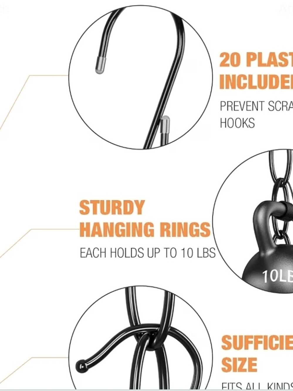 Multi-Tier Metal Chain Pants and Scarf Hanger - Black - Picture 3 of 3
